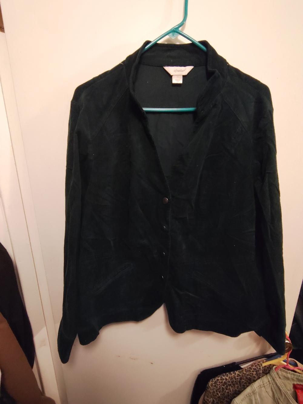 1X CJ Banks Dark Green Corduroy Button Jacket